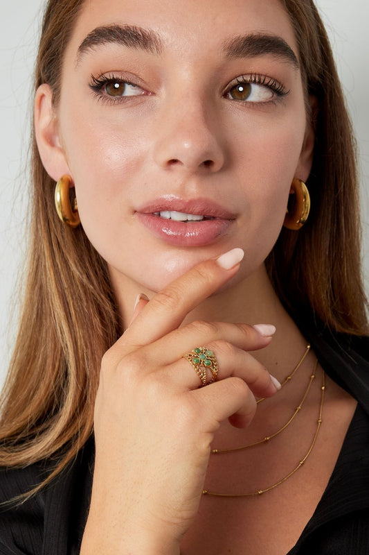 Anillo capas cruz con piedra - violeta