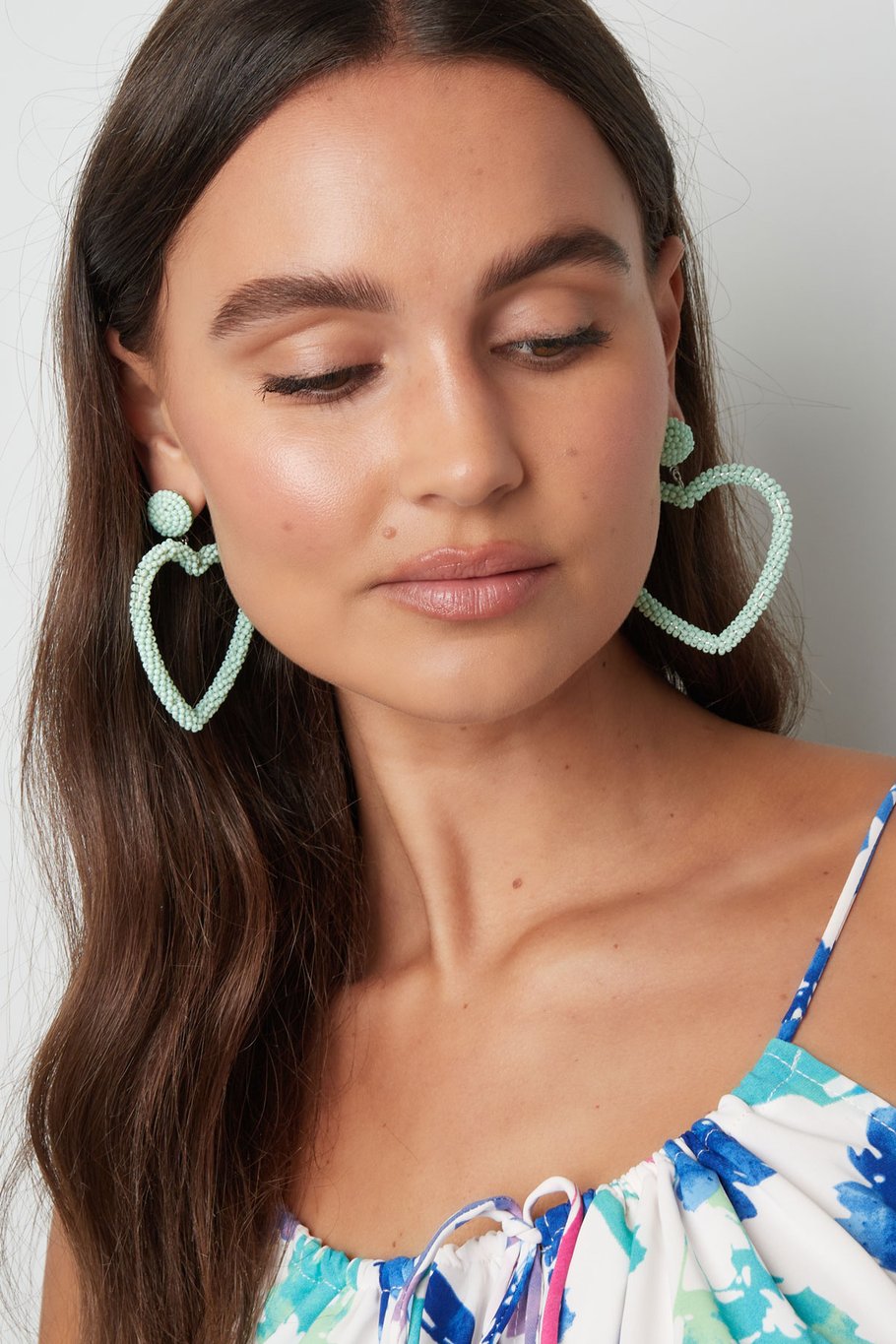 Pendientes perlas caramelo - acero inoxidable azul