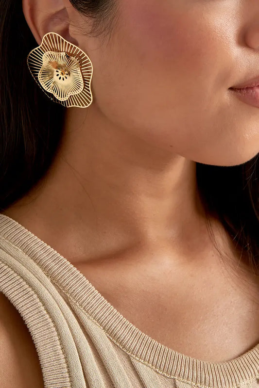Pendientes fiesta flor - Color dorado