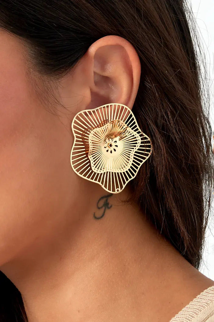 Pendientes fiesta flor - Color dorado