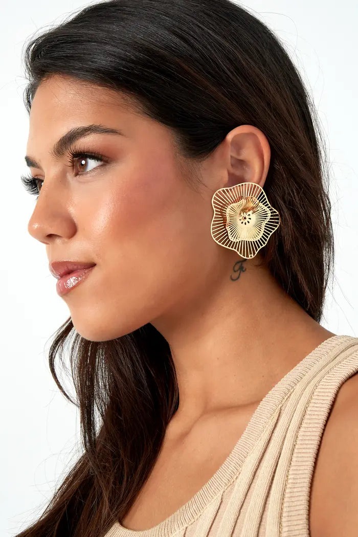 Pendientes fiesta flor - Color dorado