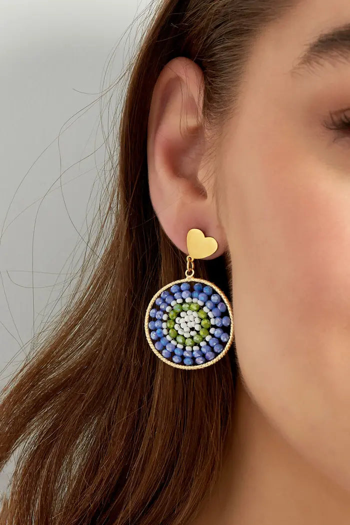 Pendientes de mandala con corazón - morado