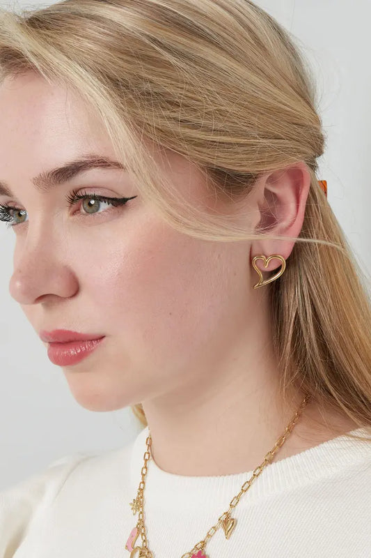 Pendientes con forma de corazón - Color dorado