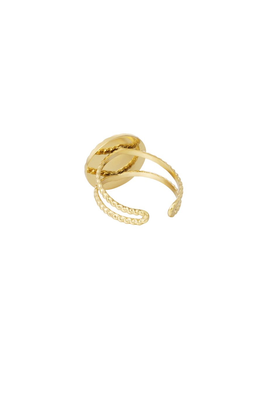 Anillo piedra redonda - Color dorado/verde