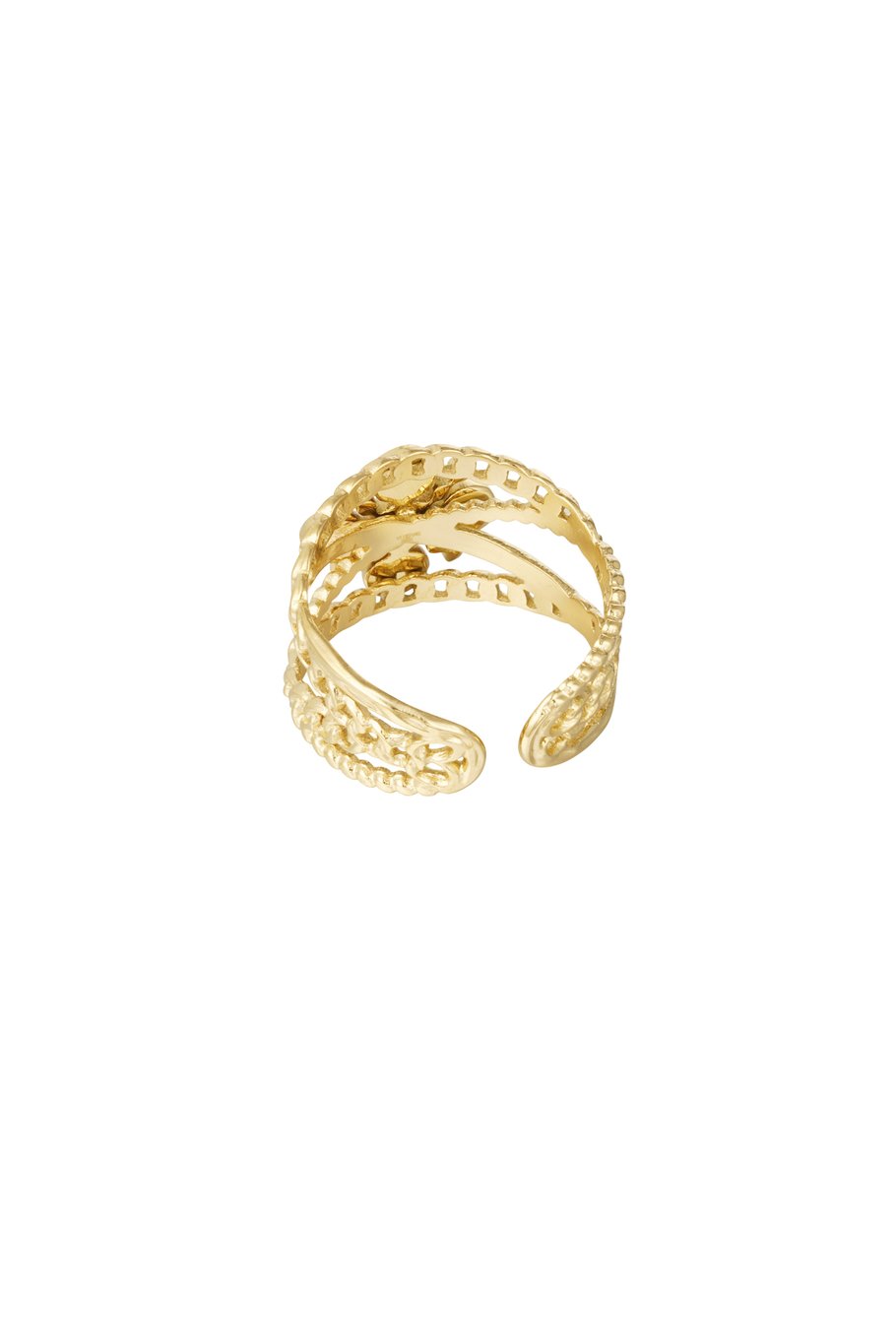 Anillo capas cruz con piedra - Color dorado verde