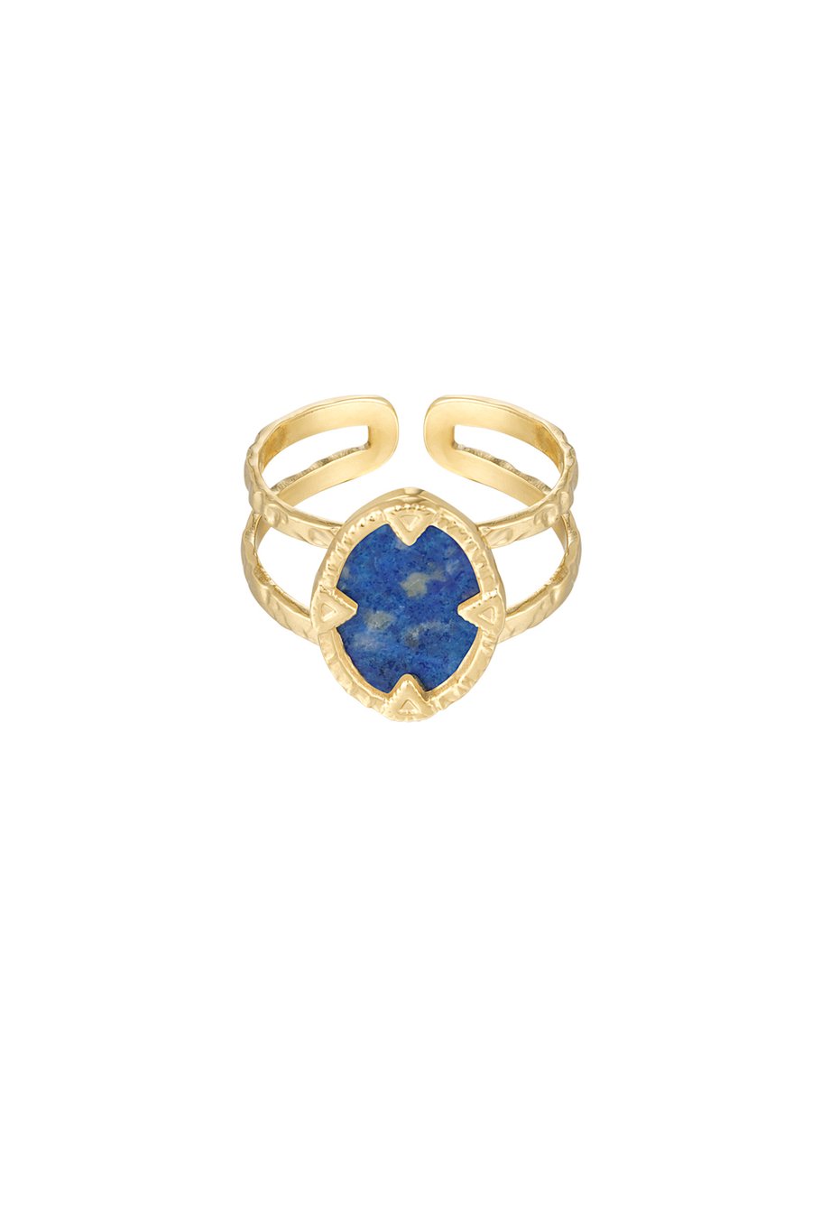 Anillo con piedra - Color dorado/azul