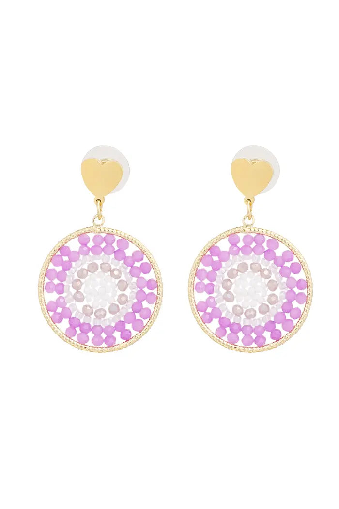 Pendientes de mandala con corazón - morado