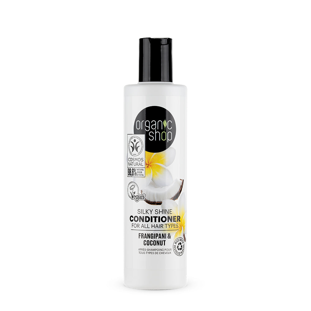 ACONDICIONADOR DE BRILLO SEDOSO PARA TODO TIPO DE CABELLO FRANGIPANI Y COCO