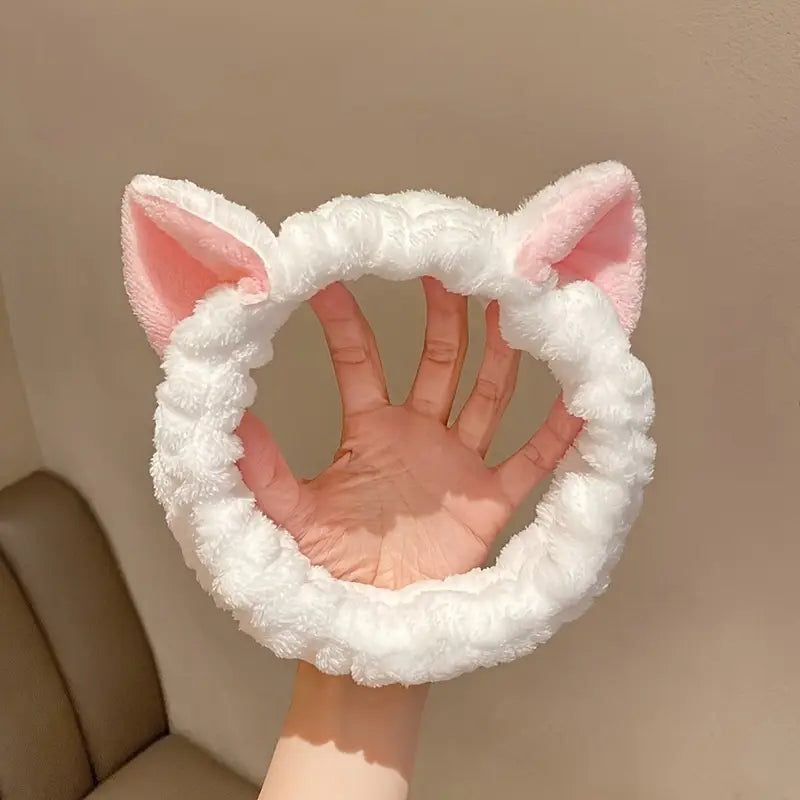 Diadema Blanca Orejas de Gato