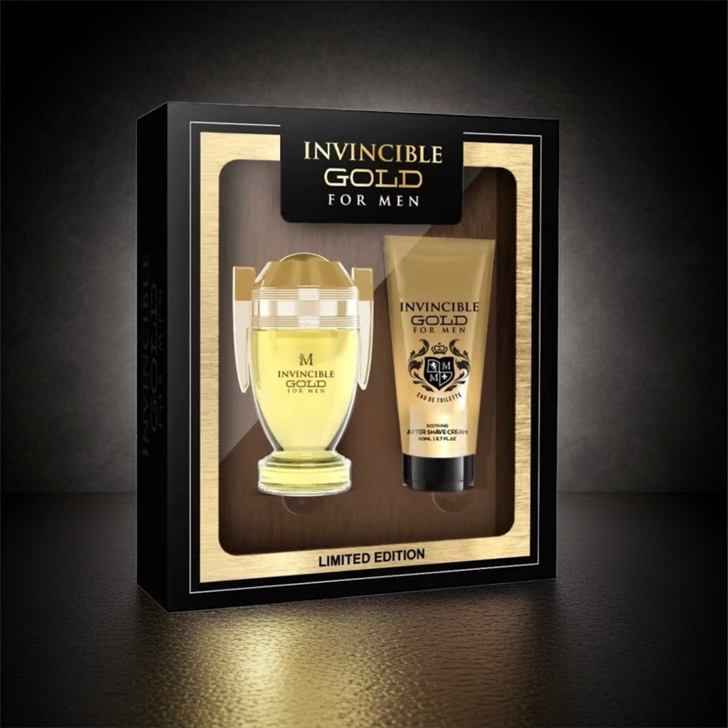 Estuche Invincible Oro Perfume para Hombre - Eau de Toilette - 50ml + Soothing After Shave Cream 50ml
