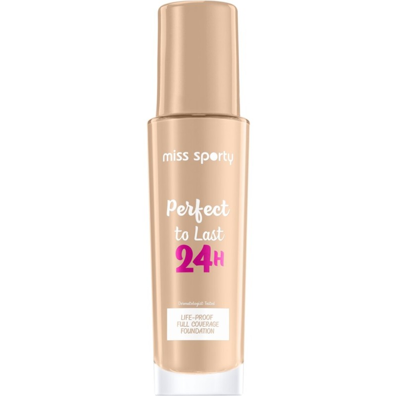 Bases de maquillaje Miss Sporty, duración 24H, 201 Dorado, 30ml