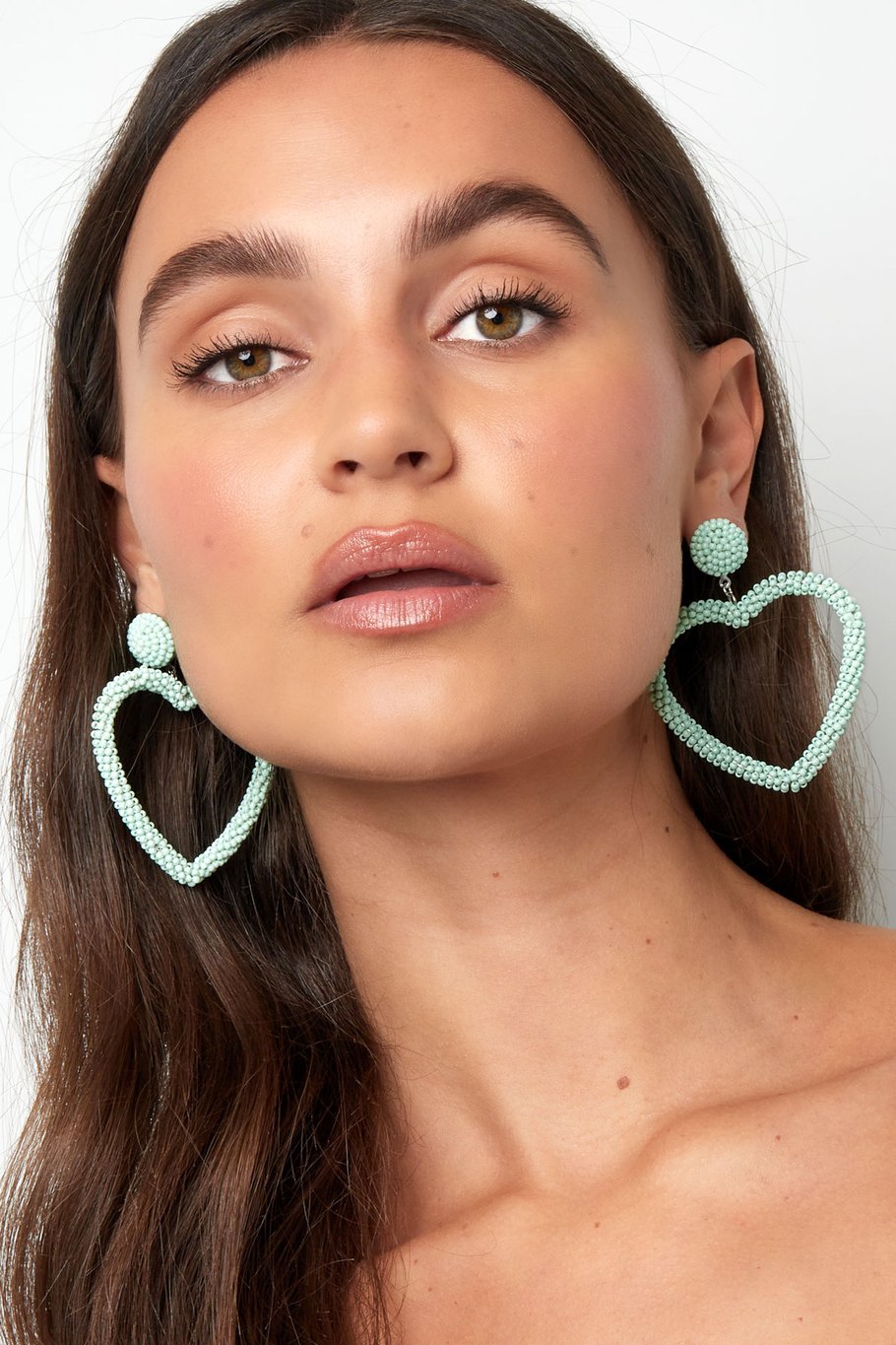 Pendientes perlas caramelo - acero inoxidable azul