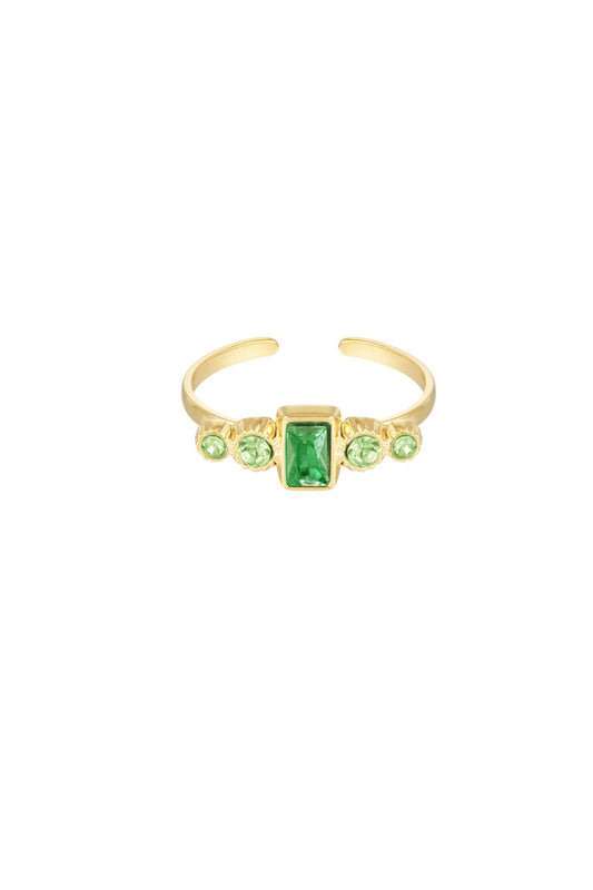 Anillo piedra verde - Color dorado