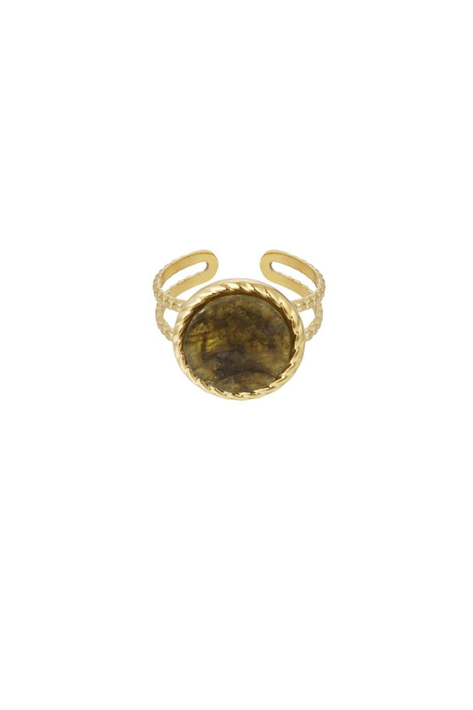 Anillo piedra redonda - Color dorado/verde