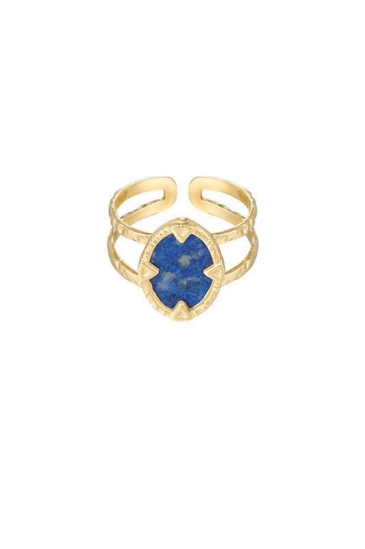 Anillo con piedra - Color dorado/azul