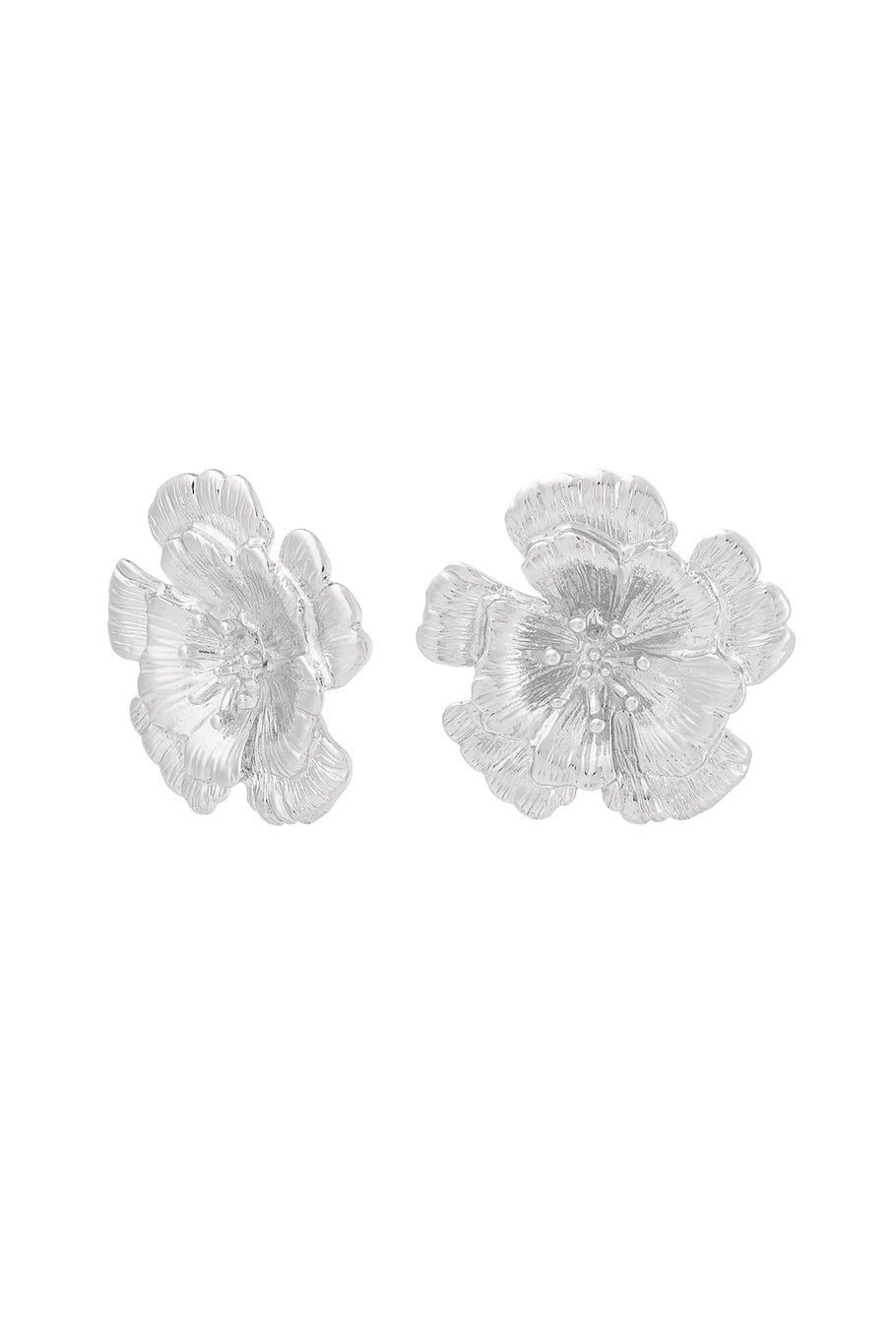 Pendientes flor 3d - Color plata