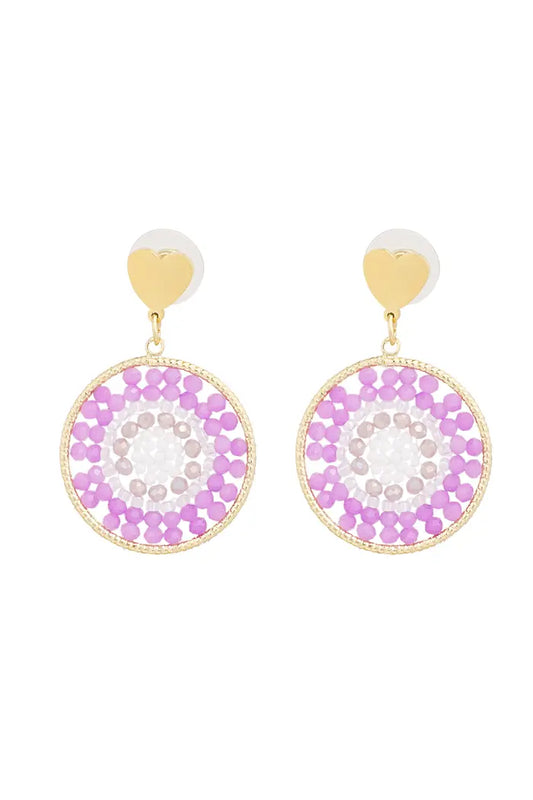 Pendientes de mandala con corazón - morado