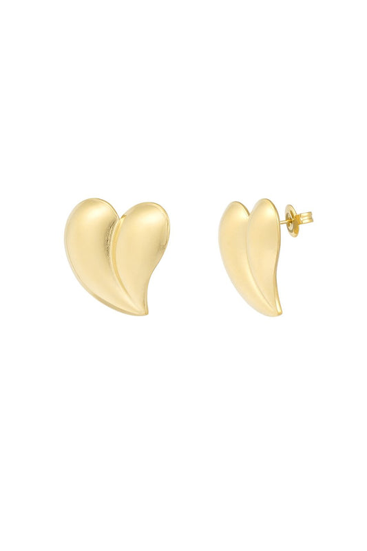 Pendientes corazón cromado - Color dorado