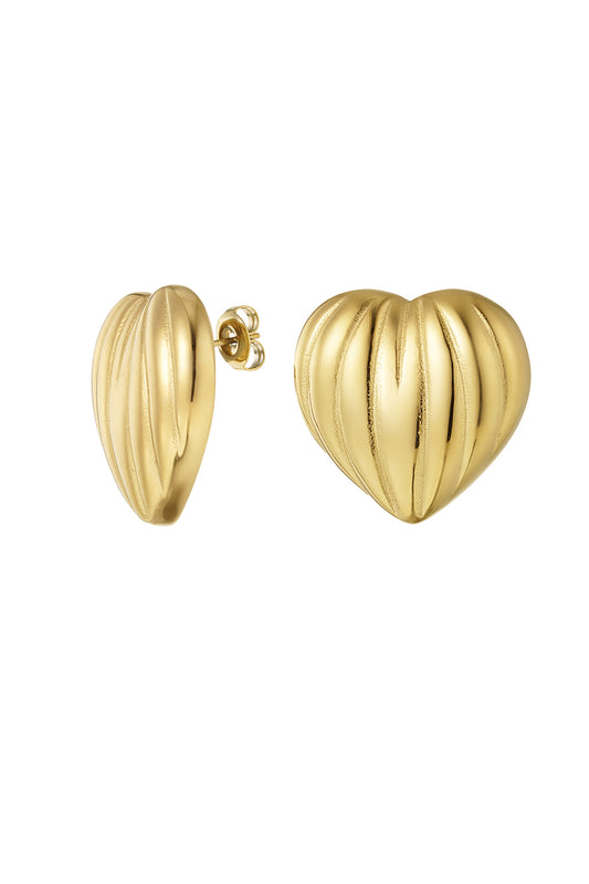 Pendientes corazón enorme - Color dorado
