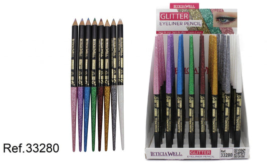 LAPIZ OJOS CON GLITTER 8 COLORES