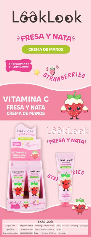 CREMA DE MANOS FRESA Y NATA 30ML